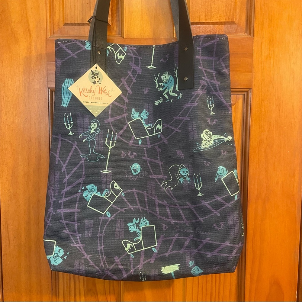 NWT HAUNTED HOUSE RIDE MONSTER “KITSCHY WITCH” BRAND TOTE BAG Carryall Halloween